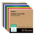 Cricut Value Iron-On Vinyl 30.5x30.5cm 10-sheet Rainbow Sampler 2012093