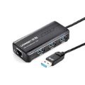 Ugreen USB-A Male to Ethernet Adapter with 3-port USB Hub Black 20265