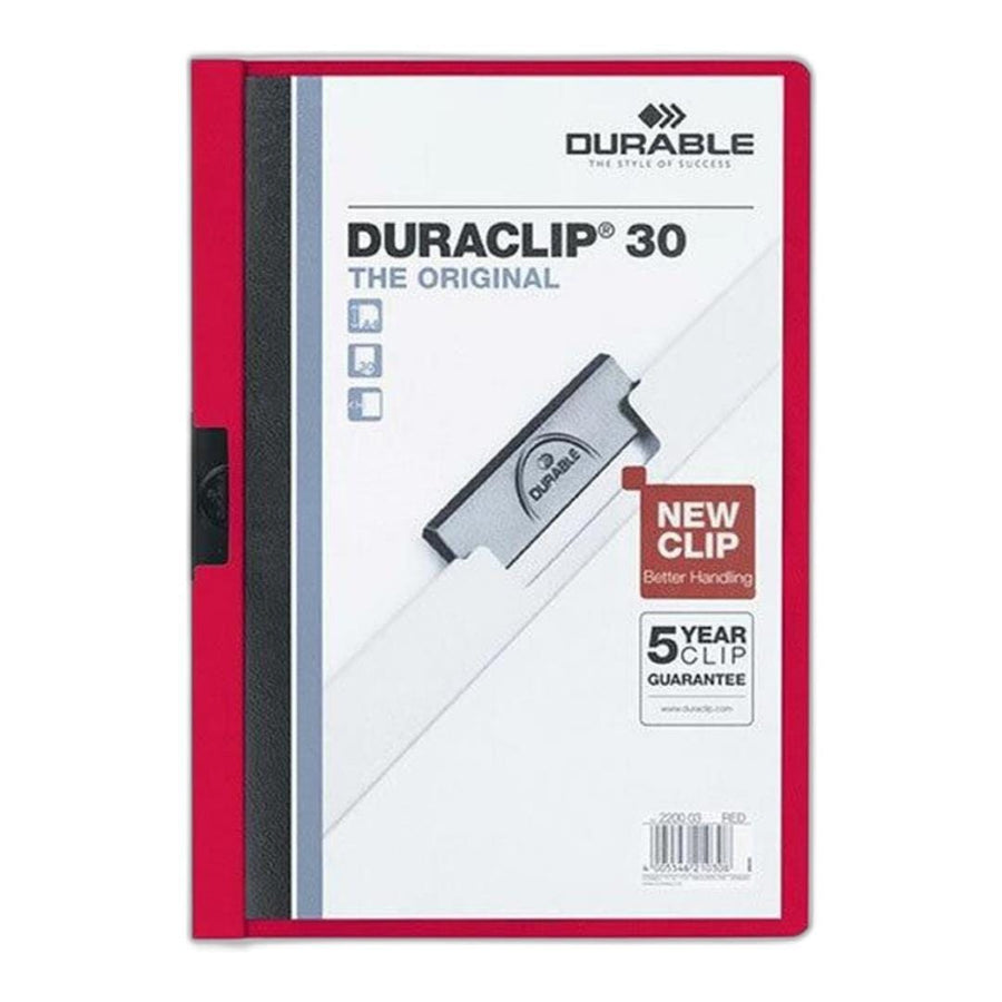 Durable DURACLIP A4 30-sheet Metal Clip File Folder 25-pack Red 220003