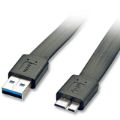 Lindy 2m USB 3.0 Flat A-M to Micro-B Cable A/MicroB 3.2 Gen 1 3.1 A Micro-USB B Black 31471
