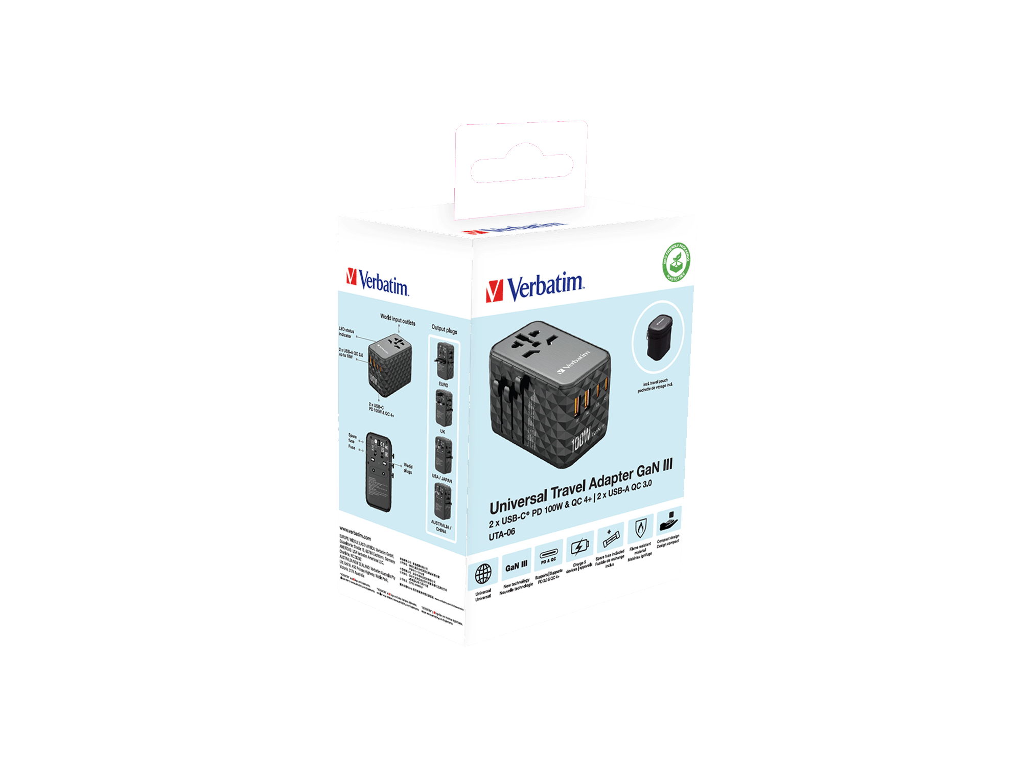 Verbatim UTA-06 100W GaN III Universal Travel Adapter 32121 - Image 4