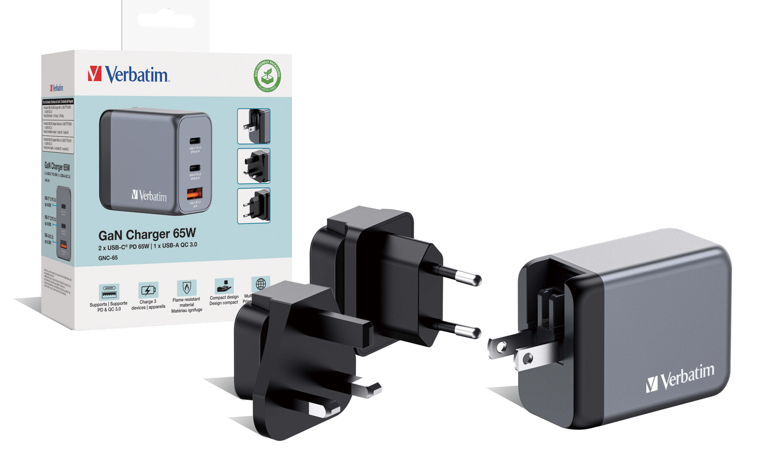 Verbatim 65W 3-in-1 GaN Wall Charger 32201 - Image 4
