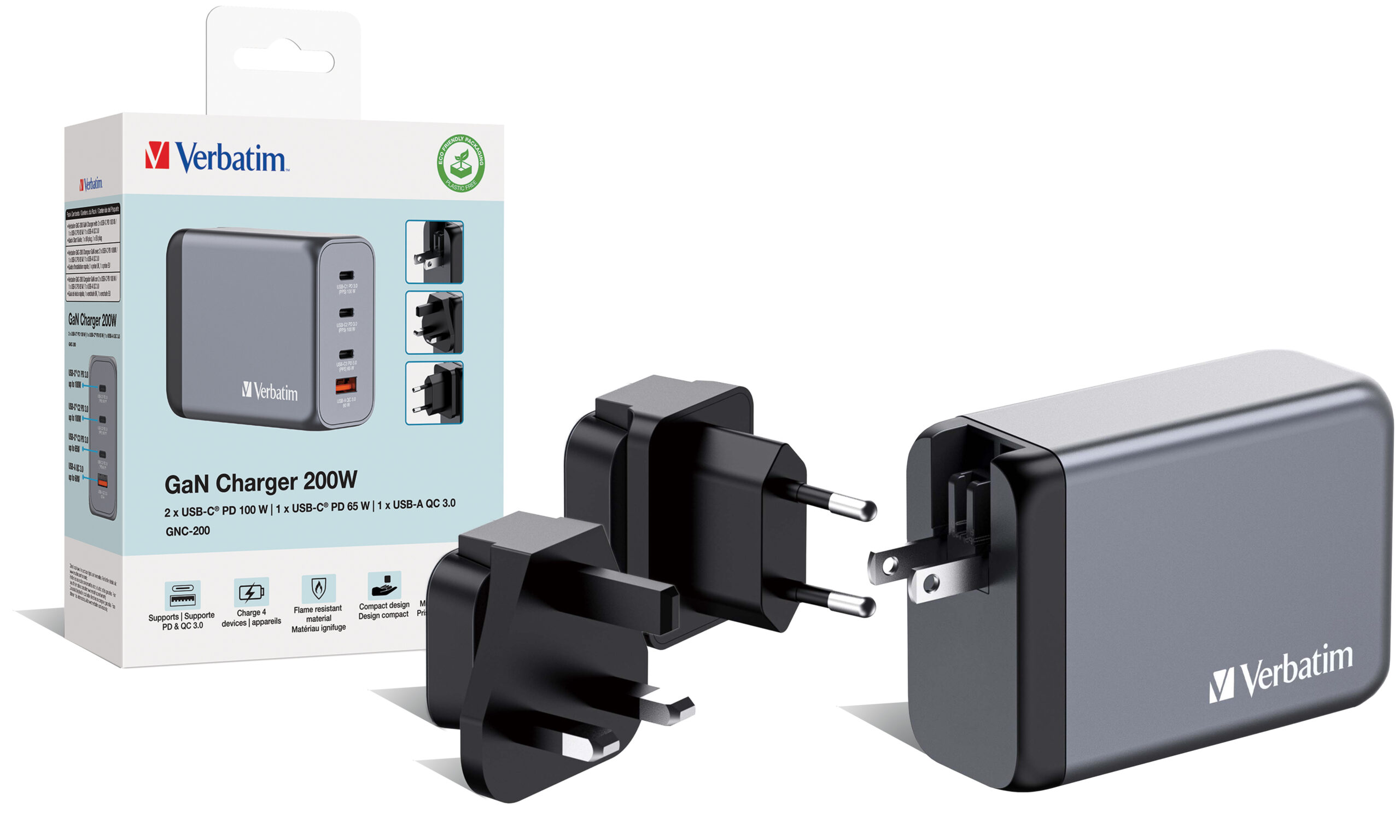 Verbatim 200W 4-in-1 GaN Wall Charger 32204 - Image 4