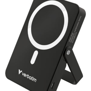 Verbatim Charge n Go 10,000mAh Magnetic Wireless Charging Power Bank Glass with Stand Black 32264