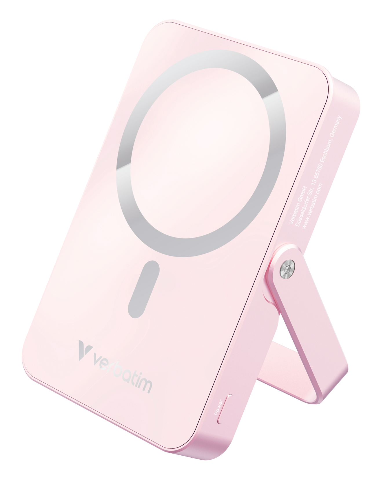 Verbatim Charge n Go 10,000mAh Magnetic Wireless Charging Power Bank Glass with Stand Pink 32267