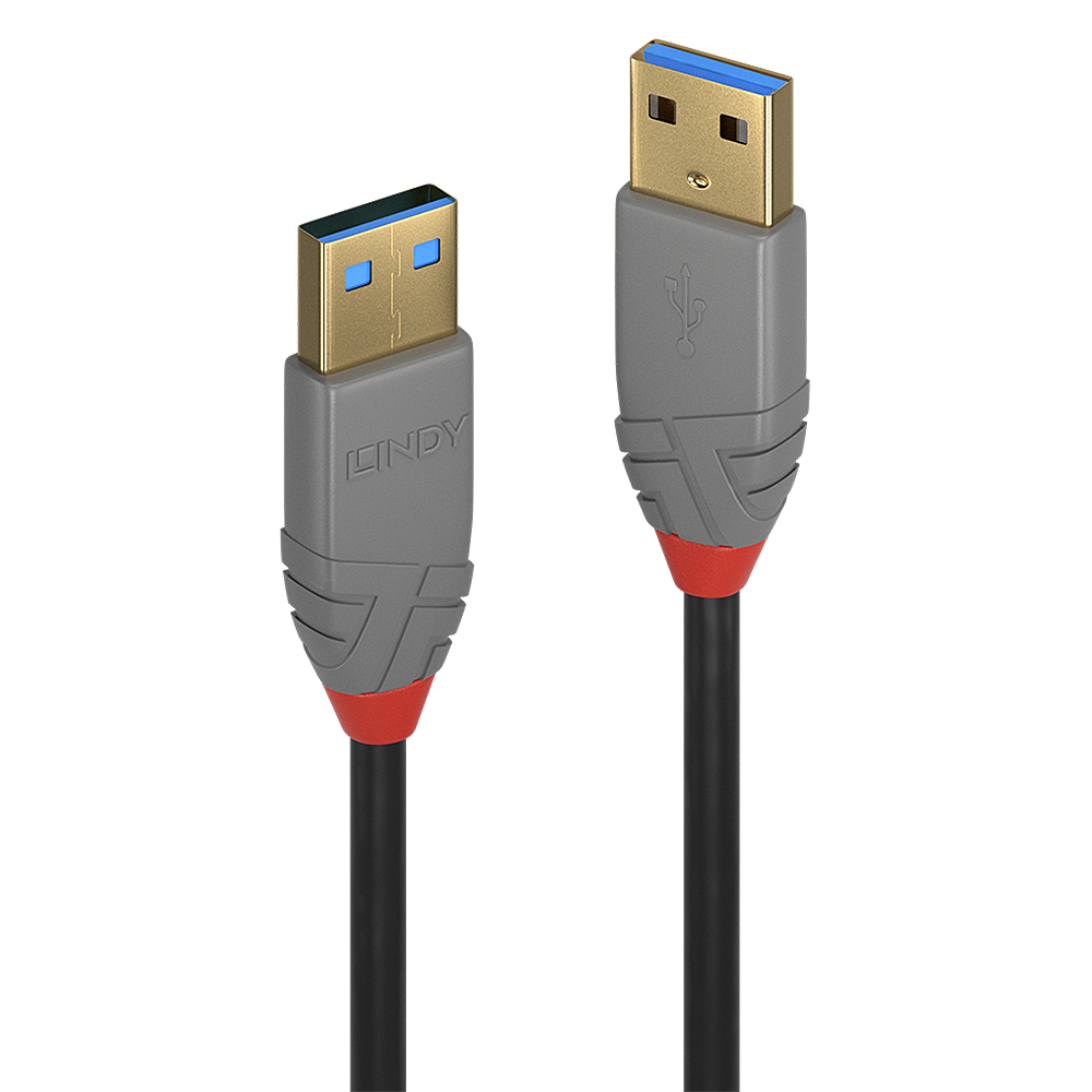 Lindy 3m USB 3.2 Gen 1 USB A Cable Black Grey 36753