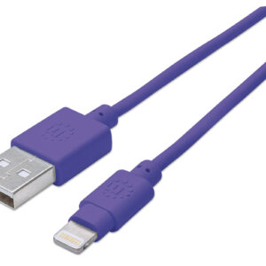 Manhattan 1m USB-A to Lightning Cable Male to Male Mfi Certified 480 Mbps USB 2.0 Purple 394239