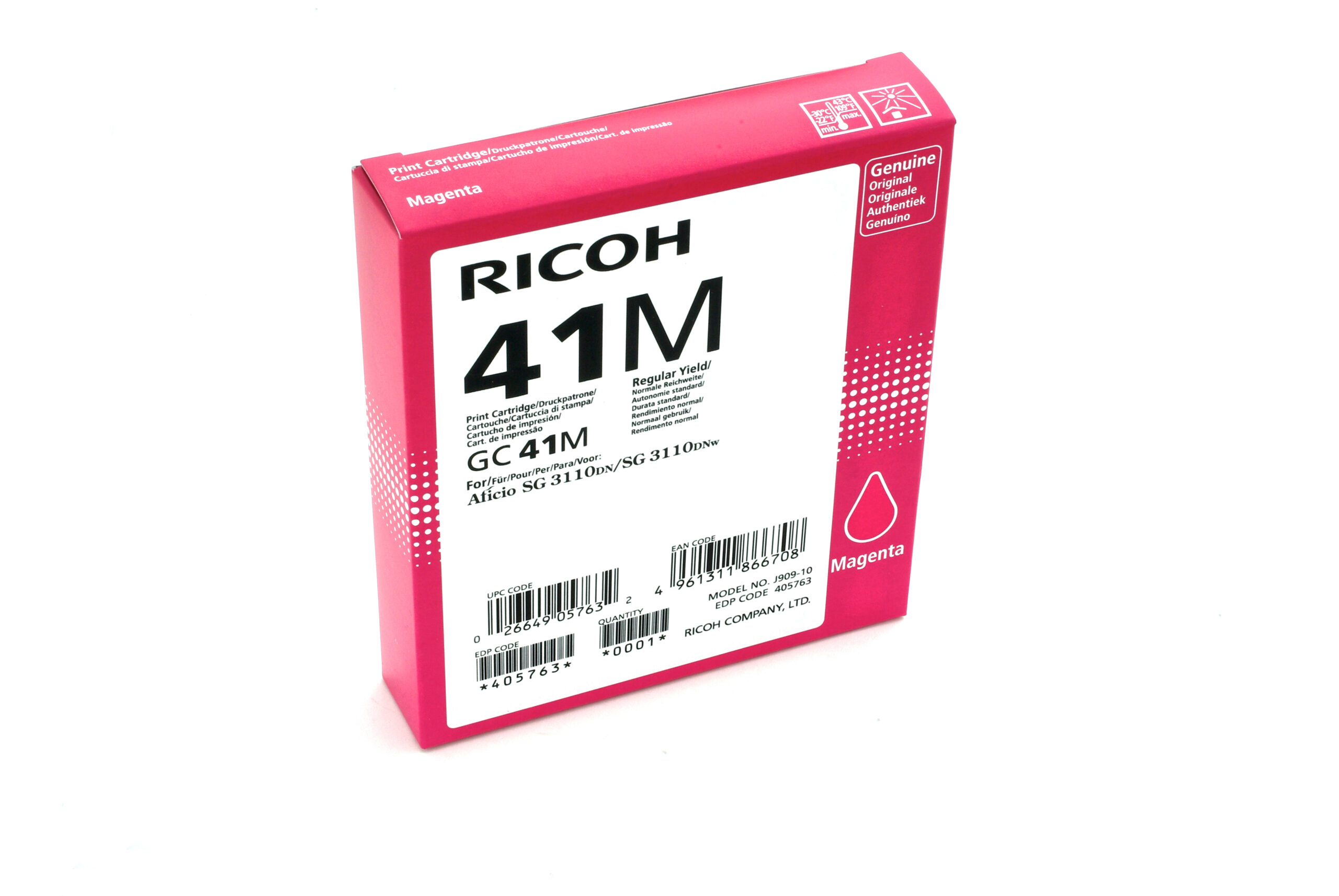 Ricoh 405763 Magenta Standard Yield Printer Ink Cartridge Original Single-pack