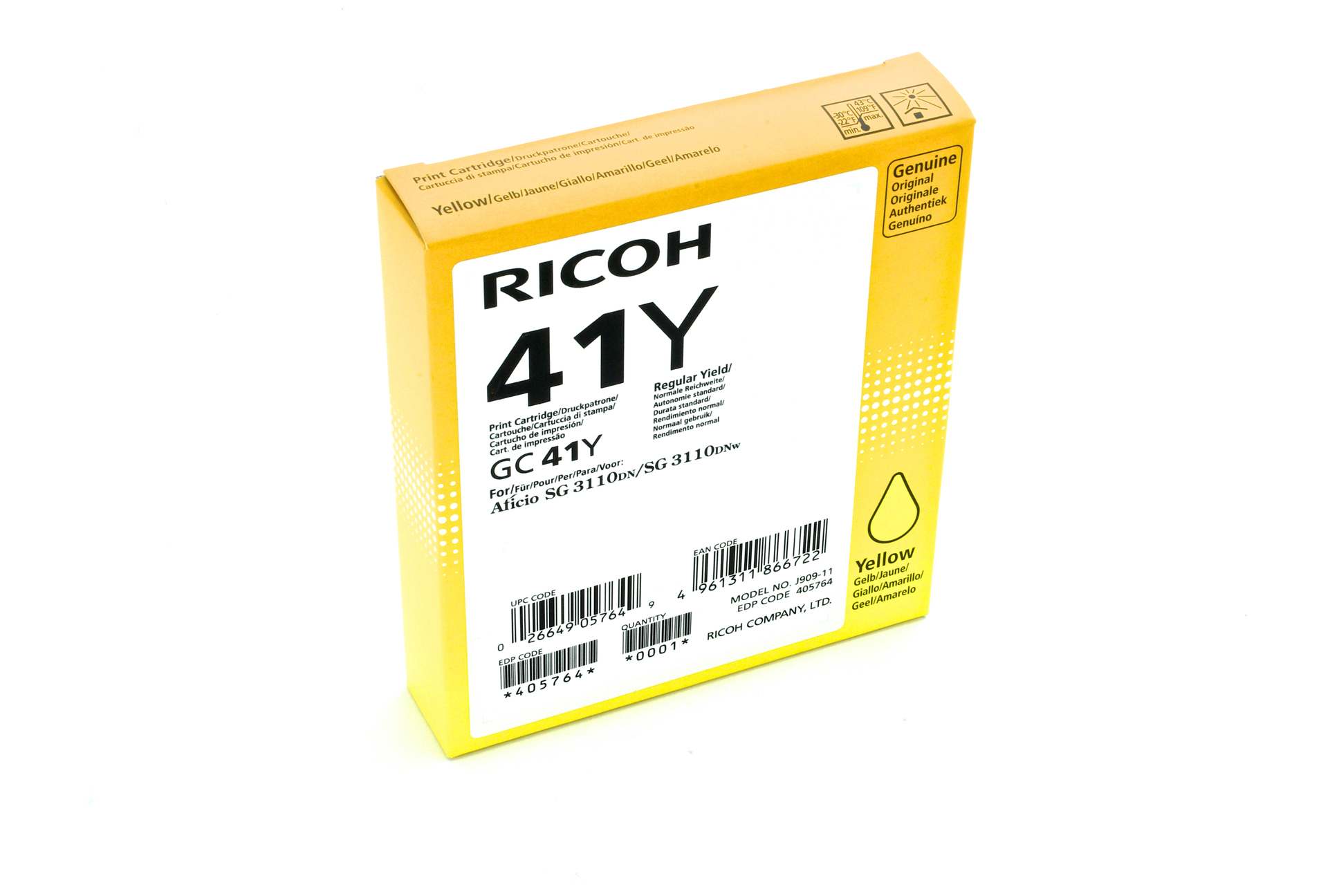 Ricoh 405764 Yellow Standard Yield Printer Ink Cartridge Original Single-pack - Image 2