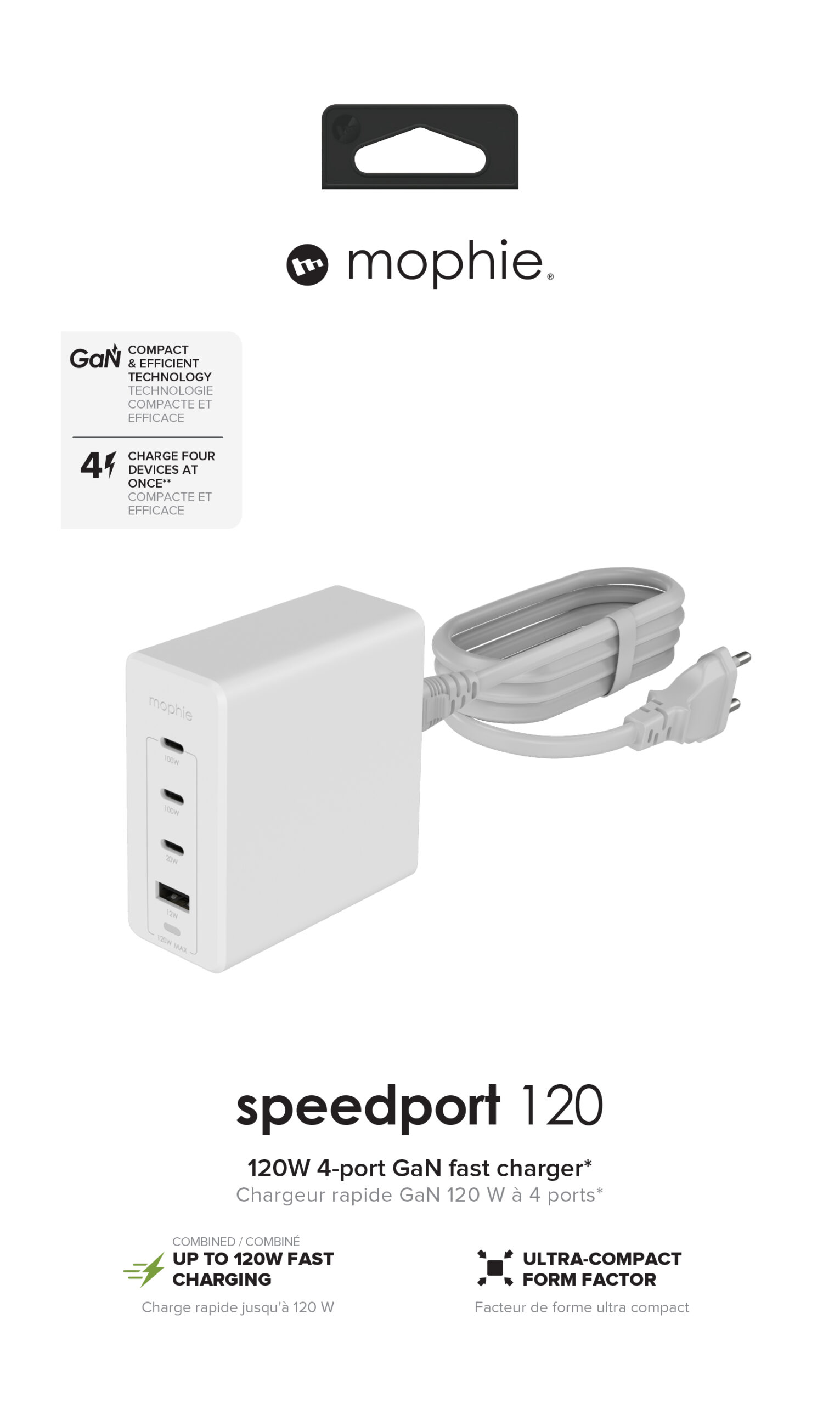 ZAGG Mophie 120W GaN USB-C PD Wall Adapter EU White 409909309 - Image 3