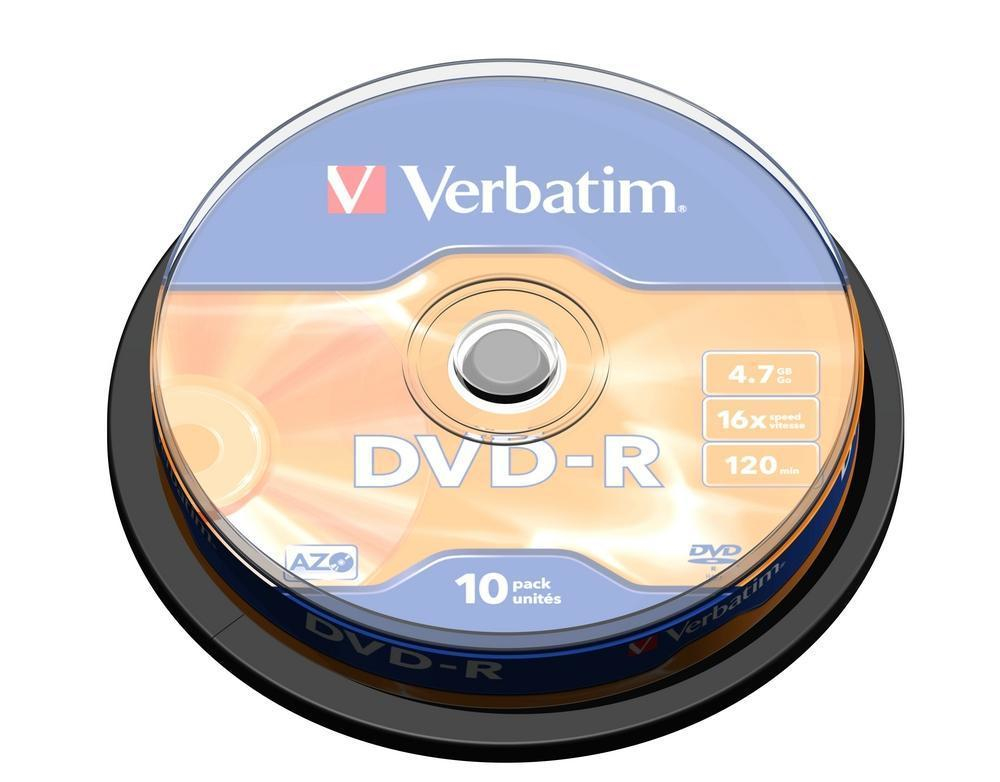 Verbatim 4.7GB DVD-R Matt Silver 10-Pack 43523