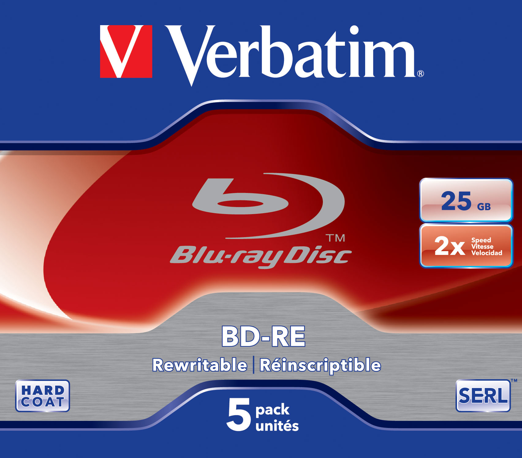 Verbatim 43615 Blank Blu-Ray Disc BD-RE 25GB 5-pack