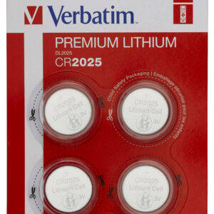 Verbatim CR2025 3V Lithium Battery 4-pack 49532