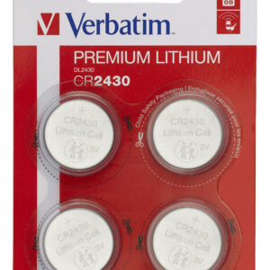 Verbatim CR2430 3V Lithium Coin Batteries 4-pack 49534