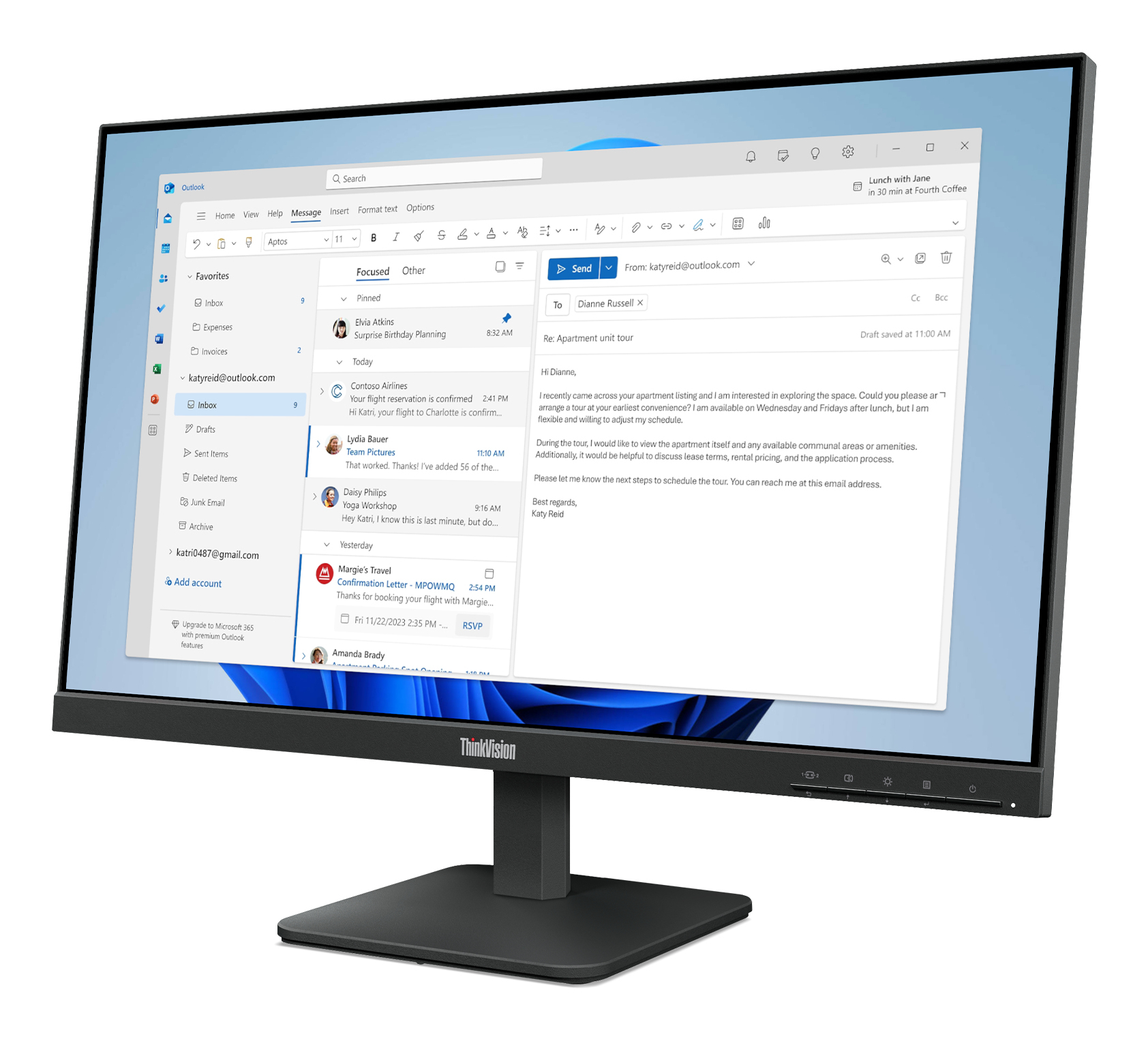 LENOVO THINKVISION S24-4E 24" FHD MONITOR - Image 3