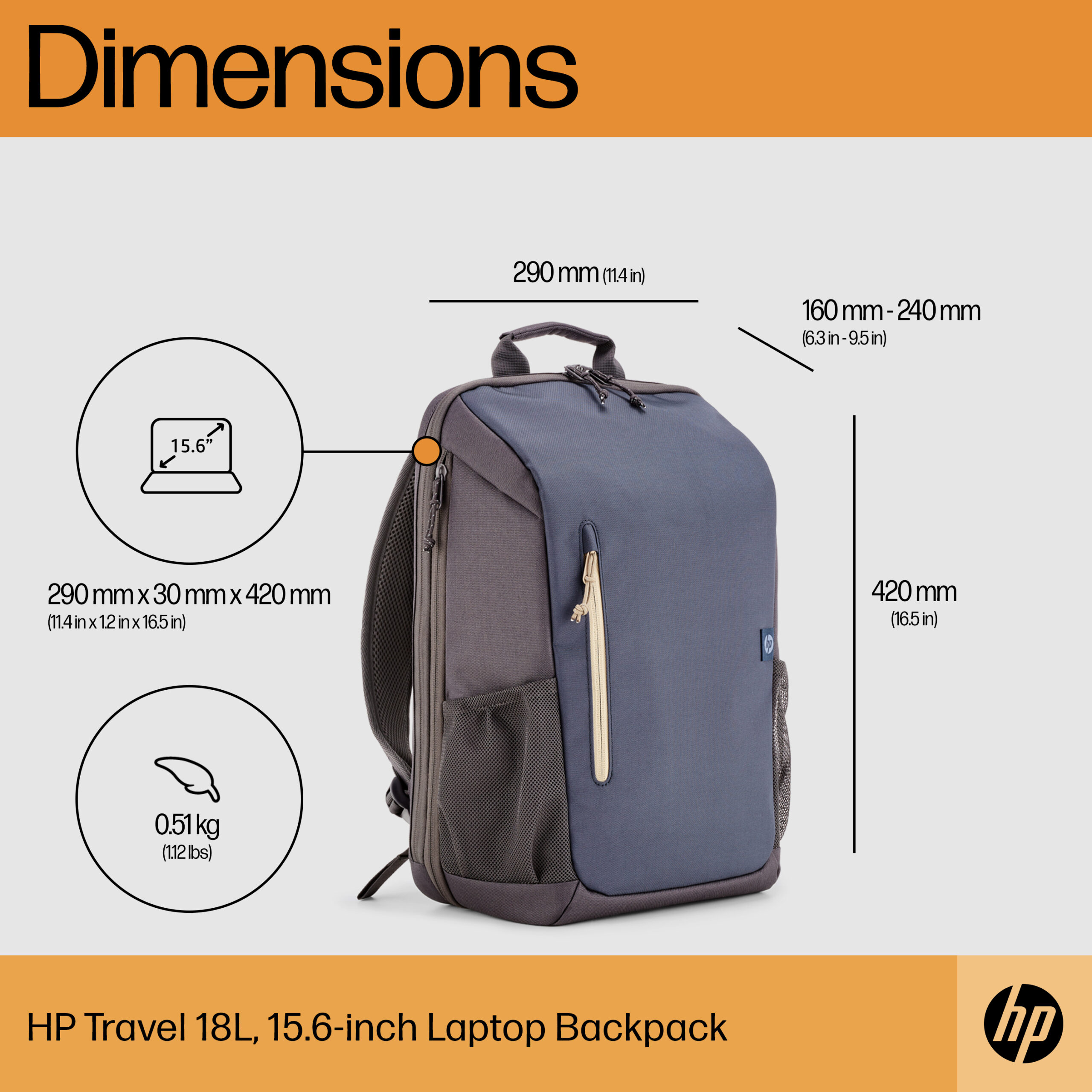 HP Travel 15.6-inch Notebook Backpack Iron Grey 6B8U6AA - Image 4