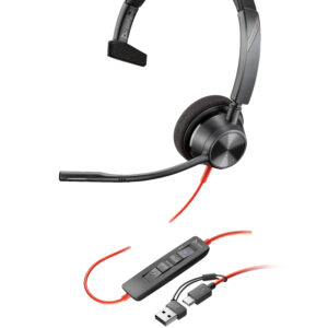 Poly Blackwire 3310 MS Mono USB-C Headset with USB-A Adapter 8X216AA
