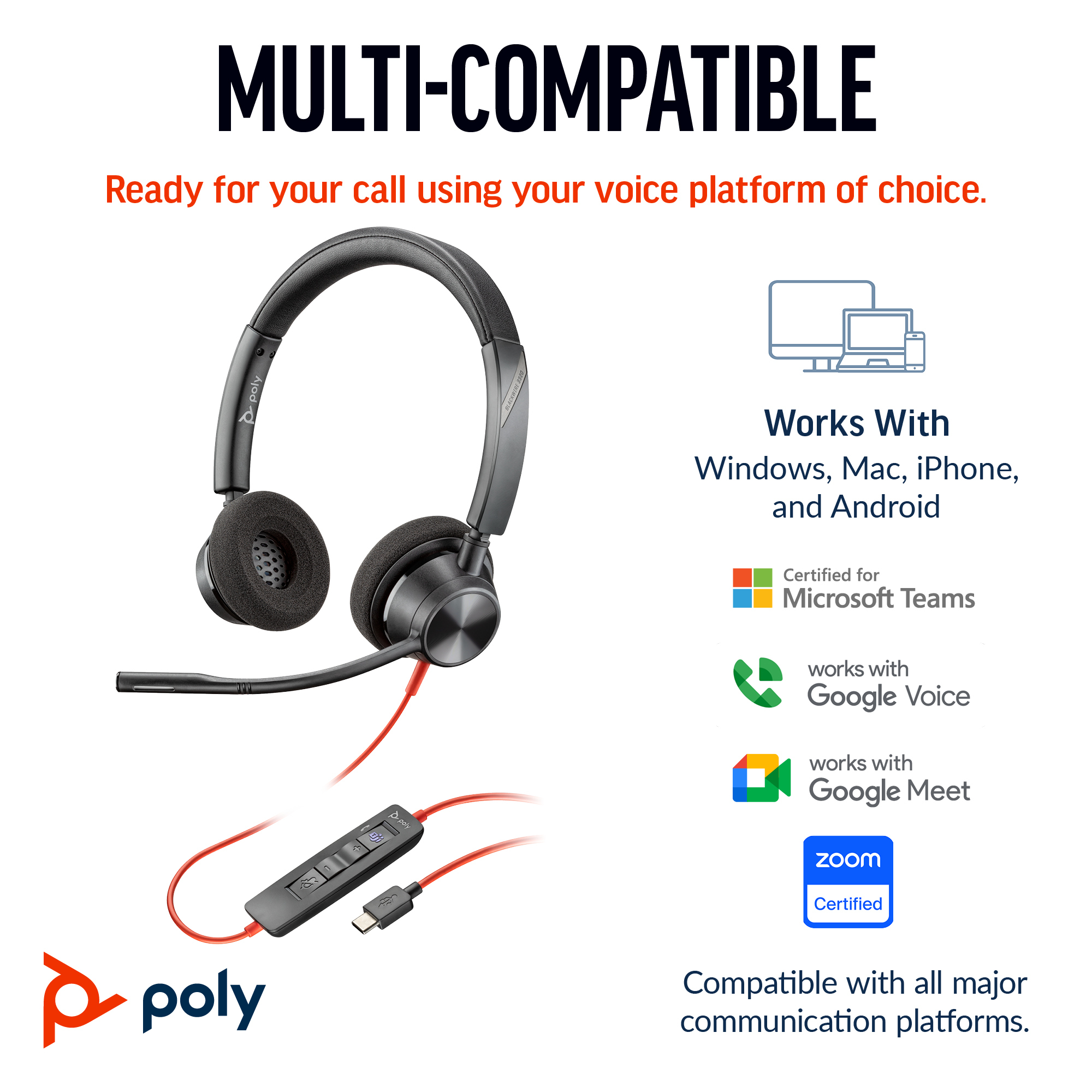 Poly Blackwire 3320 Stereo USB-C Headset 8X219AA - Image 2