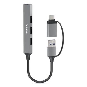 Port Designs 4-ports 480 Mbps Slim Multi USB Hub Silver 900160