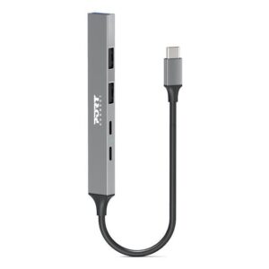 Port Designs 100W 5Gbps 4-port Multi USB-C Hub Silver 900163