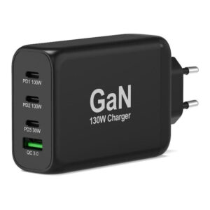 Port Designs 130W Mural GaN USB-C Wall Charger Black 902107EU