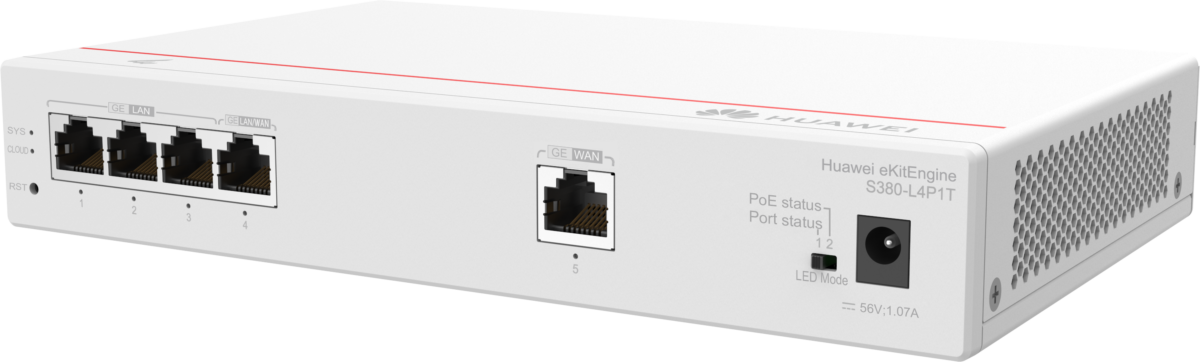 Huawei S380-L4P1T 1xGE WAN port 4xGE LAN ports PoE Gigabit Ethernet Switch – Grey 98012178