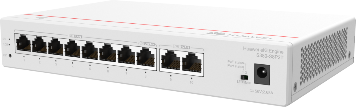 Huawei S380-S8P2T 2xGE WAN ports 8xGE LAN ports 124W PoE+ Gigabit Ethernet Switch – Grey 98012180