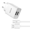 Astrum Pro Dual U24 12W 2.4A USB Wall Charger with USB-C Cable White A92626EW