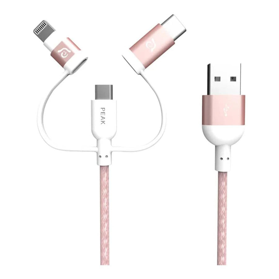 Adam Elements PeAk II Trio 3-in-1 USB to Lightning Cable 1.2m Pink Gold ACBAD120TMBRPRG
