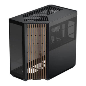 APNX V1 Dual-Chamber Mid-Tower ATX Gaming PC Case – Black/Wood APCM-VI01103.11
