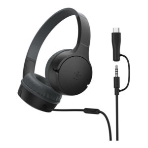 Belkin SoundForm 3.5mm Mini Wired On-Ear USB-C Headphones for Kids Black AUD010HQBK