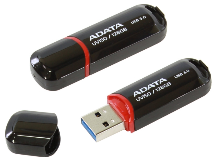 ADATA 128GB Type-A Portable USB Flash Drive Black AUV150-128G-RBK