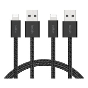 Belkin 2m BoostCharge USB-A Cable with Lightning Connector 2-pack Black BBD012HQ05BK2PK