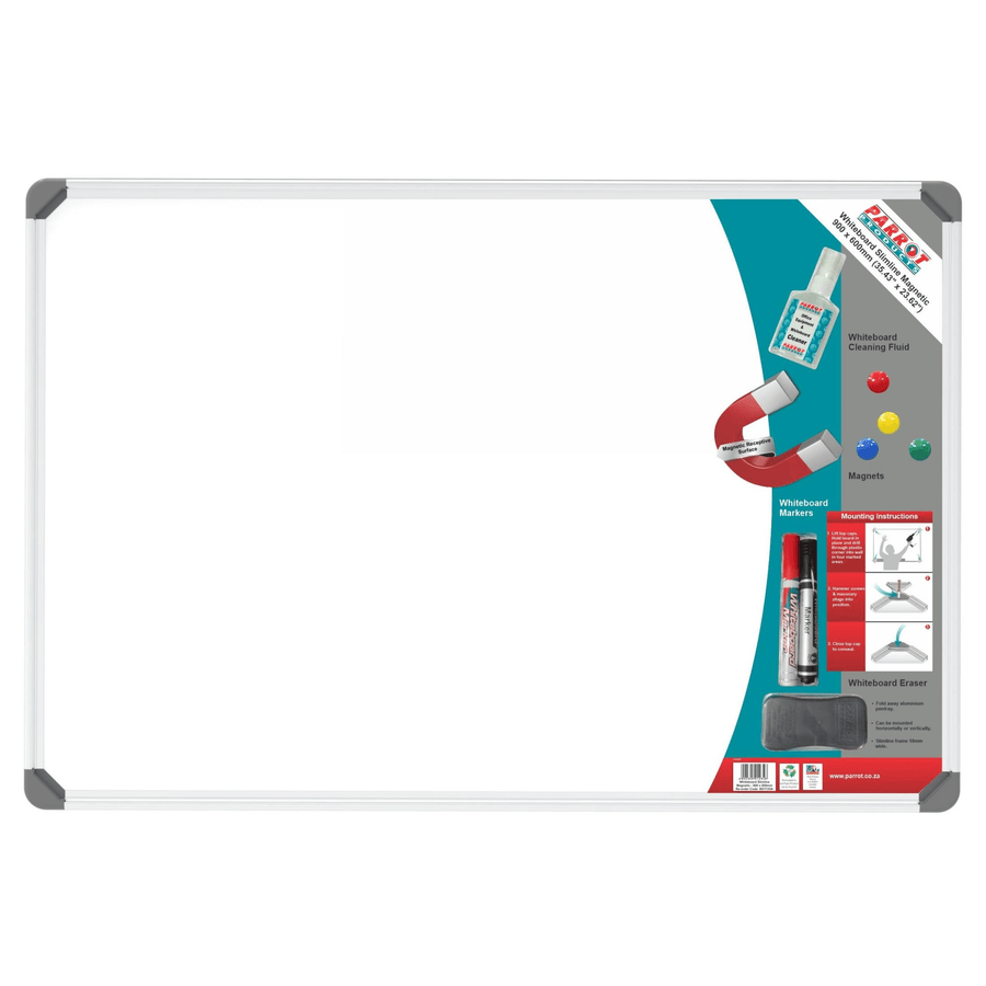 Parrot Slimline Magnetic Whiteboard (900*600mm – Retail)