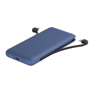 Belkin BoostCharge Plus 10000mAh USB-C Power Bank with Integrated Cables Powerbank – Blue BPB006BTBLU