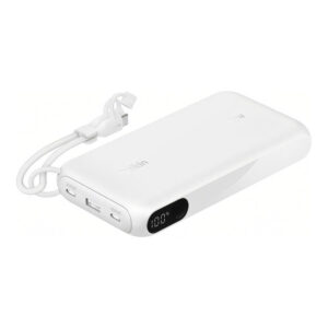 Belkin BoostCharge 20,000mAh 20W Slim USB-C Power Bank with Display – White BPB028HQWH