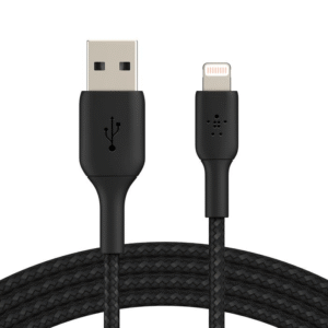 Belkin BoostCharge 1m Braided Lightning to USB-A Cable – Black CAA002BT1MBK