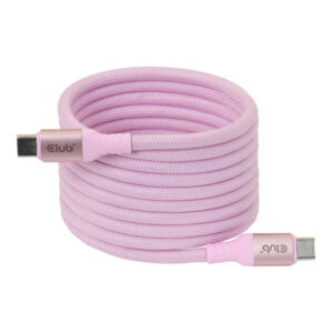 Club 3D 2m USB-C Magnetic Coil 240W PD3.1 Cable Pink CAC-3031