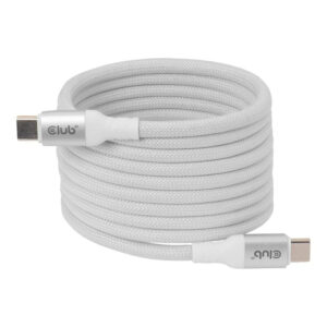 Club 3D 2m USB-C Magnetic Coil 240W PD3.1 Cable White CAC-3032