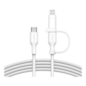 Belkin 1.5m BoostCharge Pro 2-in-1 60W USB-C to Lighting Connector Cable White CAC003HQ1.5MWH