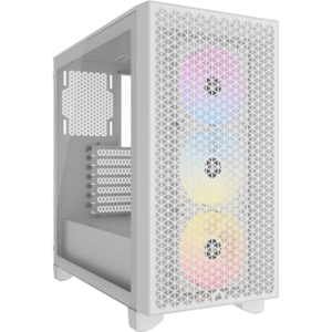 Corsair 3000D RGB AirFlow Clear ATX Mid-Tower PC Case – White CC-9011256-WW
