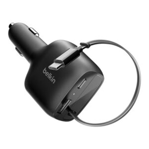Belkin 75W BoostCharge Retractable Car Charger Black CCC001HQBK