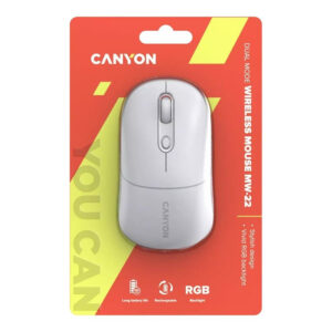 Canyon MW-22 Dual Mode RGB Wireless Mouse – Snow White CNS-CMSW22SW