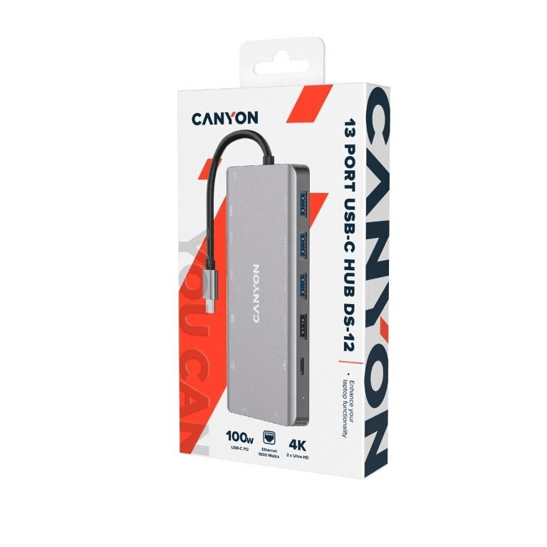 Canyon DS-12 13-in-1 USB-C Hub Dark Grey CNS-TDS12