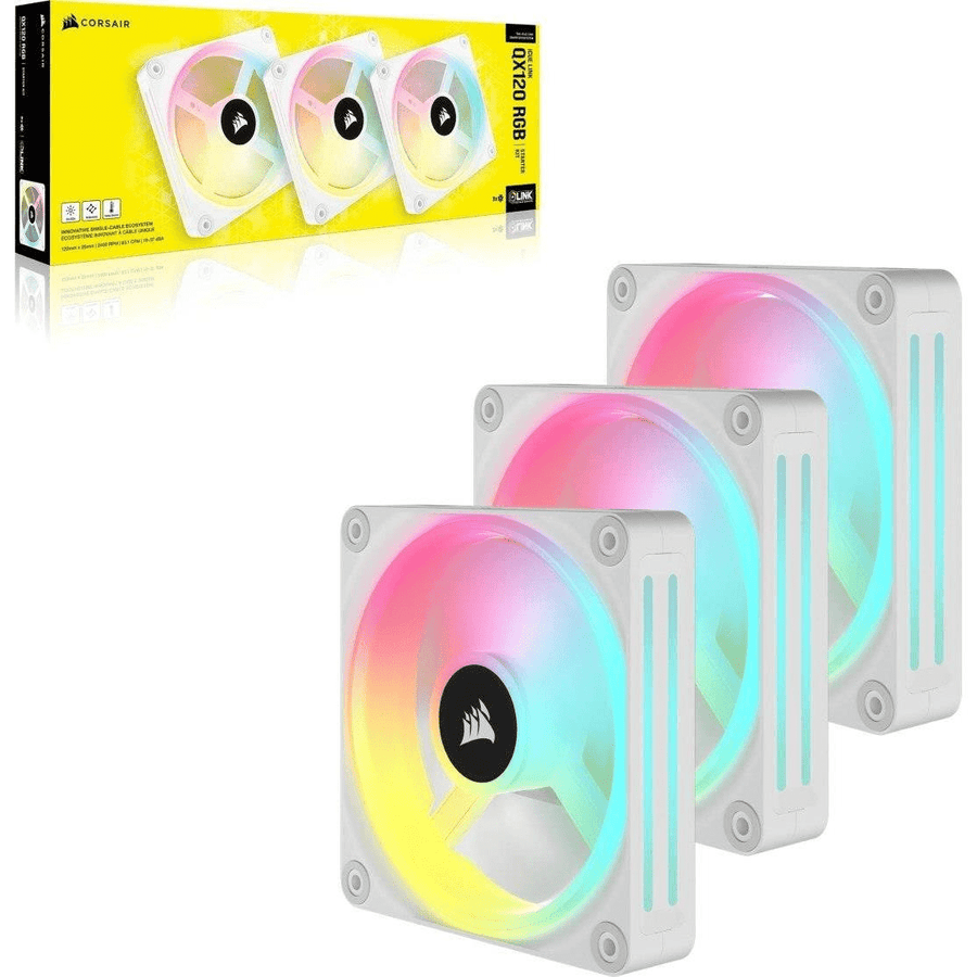 Corsair iCUE Link QX120 ARGB 120mm PC Case Fan – 3-pack White CO-9051006-WW