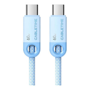 Cabletime Type-C Male to Male 60W Charging Cable 2m Blue CT-CM60-PBL2-2M