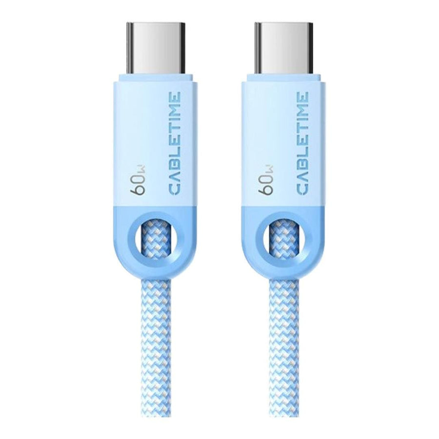 Cabletime Type-C Male to Male 60W Charging Cable 2m Blue CT-CM60-PBL2-2M