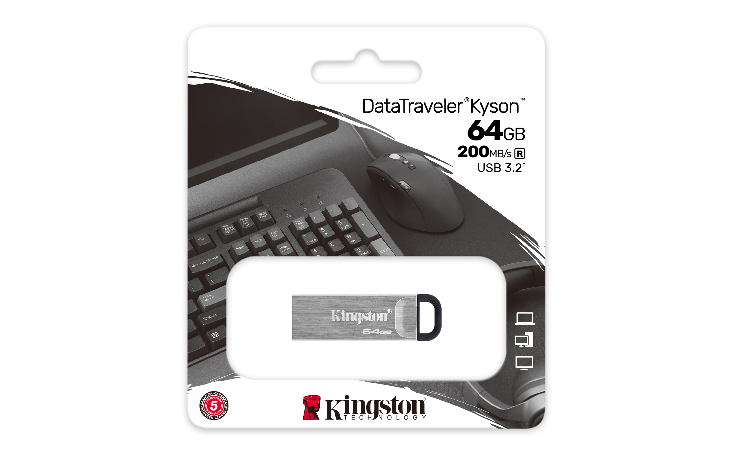 Kingston DataTraveler Kyson USB Flash Drive 64 GB USB Type-A 3.2 Gen 1 Silver - Image 4