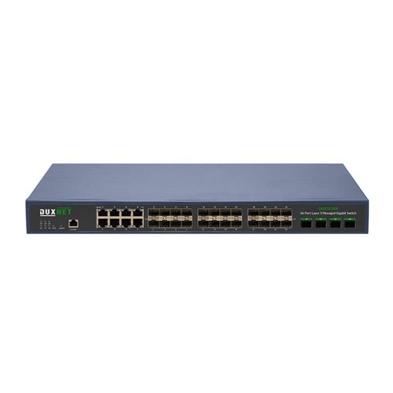 DuxNet 24-port SFP Gigabit L3 Managed Switch with 8x GbE Combo and 4x SFP+ Ports DUX3536X