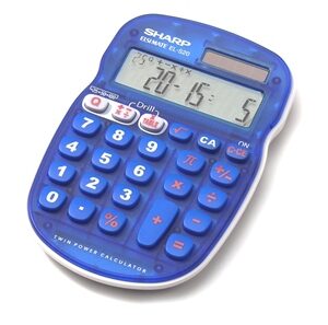 Sharp EL-S25BBL Twin Power Math Quiz 10-digit Display Calculator Blue